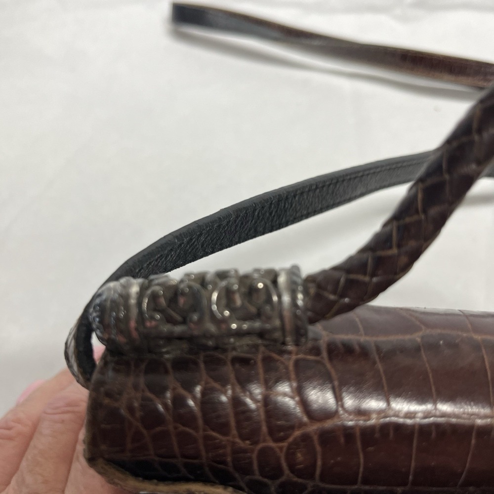 Brighton Brown & Black Croc Leather Crossbody-Shoulder Bag - Picture 5 of 13